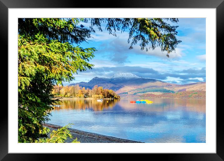 Snow Topped Ben Lomond Framed Mounted Print by Valerie Paterson