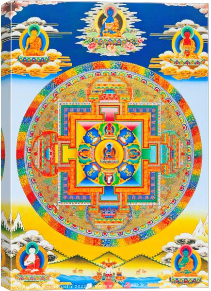 Akshobhya Mandala, depicting the imperturbable Buddha as Bhumi S Canvas Print by stefano baldini