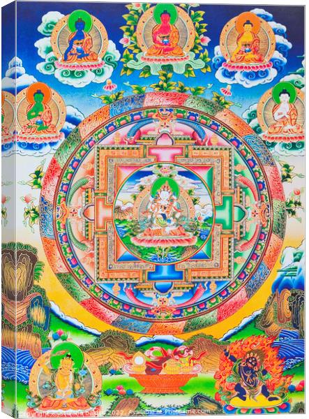 Vajrasattva, Mandala , depicting the self created tantric Buddha Canvas Print by stefano baldini