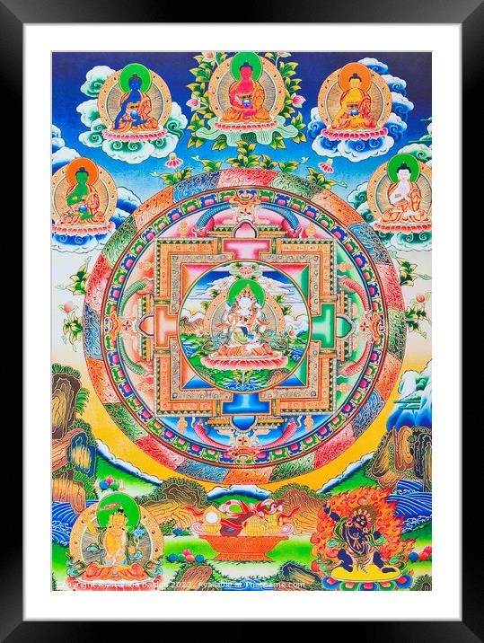 Vajrasattva, Mandala , depicting the self created tantric Buddha Framed Mounted Print by stefano baldini