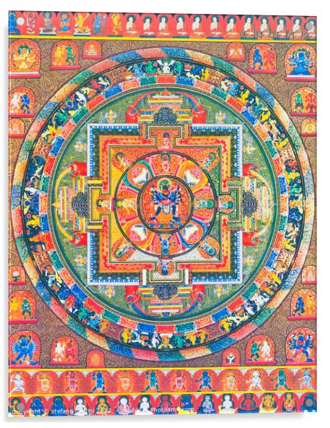 Chakrasambhara Mandala, depicting the main deity Sambhara embrac Acrylic by stefano baldini