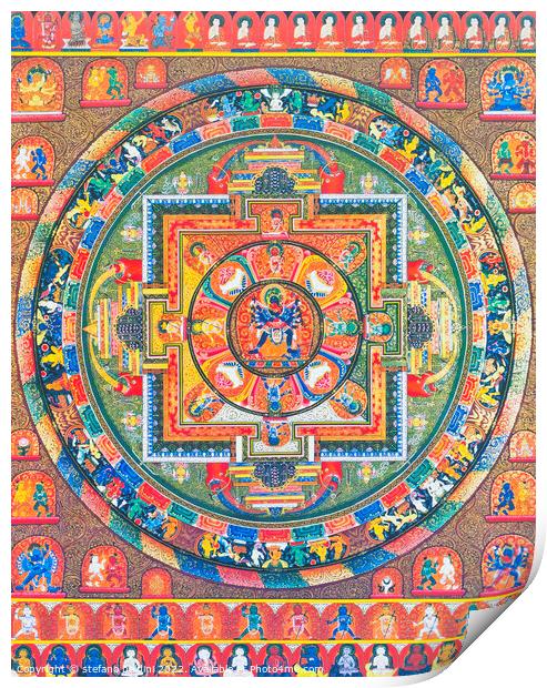 Chakrasambhara Mandala, depicting the main deity Sambhara embrac Print by stefano baldini
