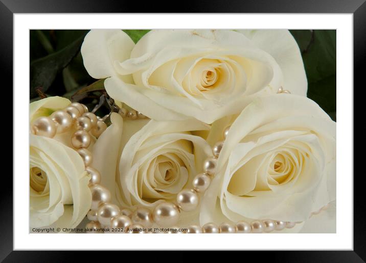 Roses and Pearls Framed Mounted Print by Christine Kerioak