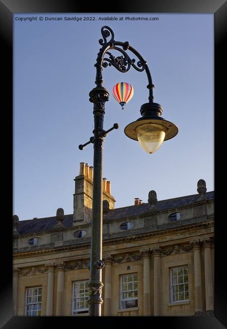 Striped hot air balloon framed over Bath at the Circus  Framed Print by Duncan Savidge
