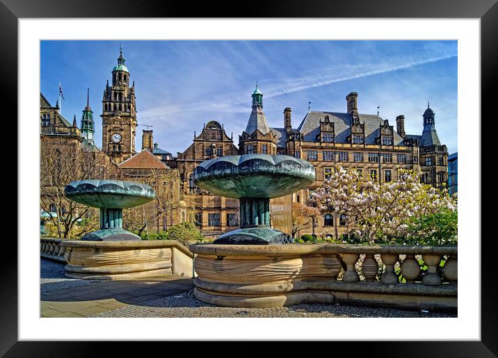 Sheffield Town Hall & entrance to Peace Gardens  Framed Mounted Print by Darren Galpin