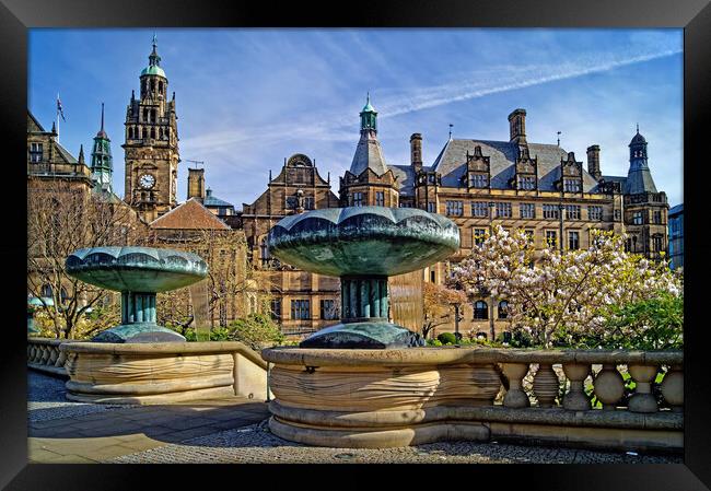 Sheffield Town Hall & entrance to Peace Gardens  Framed Print by Darren Galpin