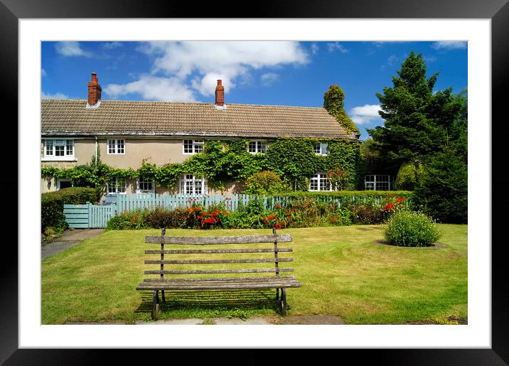 Clayton Cottages and Bench Framed Mounted Print by Darren Galpin