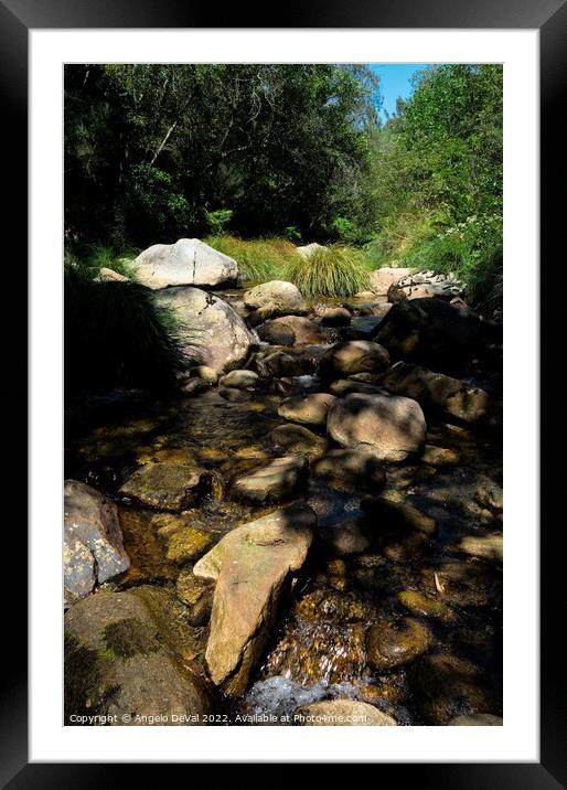 River and rocks in Carvalhais Framed Mounted Print by Angelo DeVal