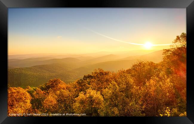 Sunrise over Ouachita mountains Framed Print by Sari ONeal