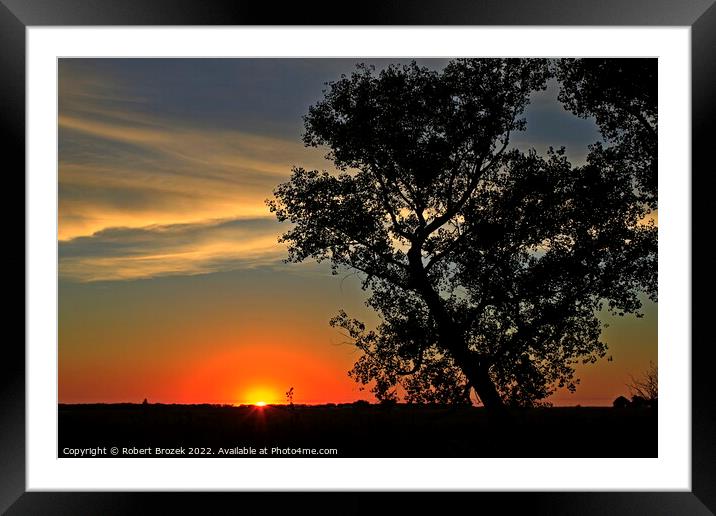 Sky with Sunset and tree Framed Mounted Print by Robert Brozek