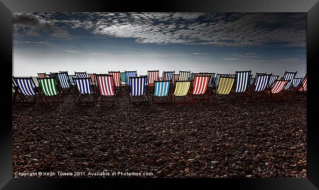 Deckchairs - Beer, Devon Canvases & Prints Framed Print by Keith Towers Canvases & Prints