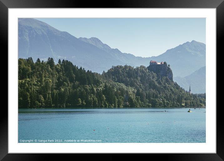 Lake Bled in Slovenia Framed Mounted Print by Sanga Park