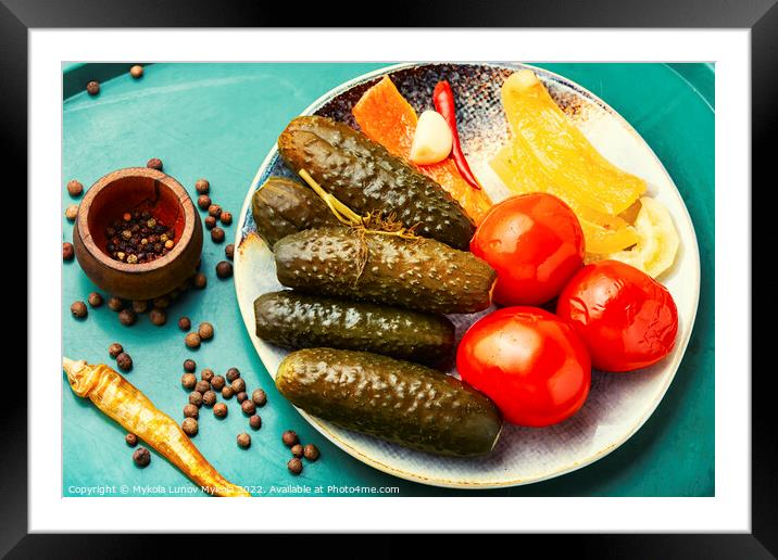 Marinated, pickled vegetables. Framed Mounted Print by Mykola Lunov Mykola