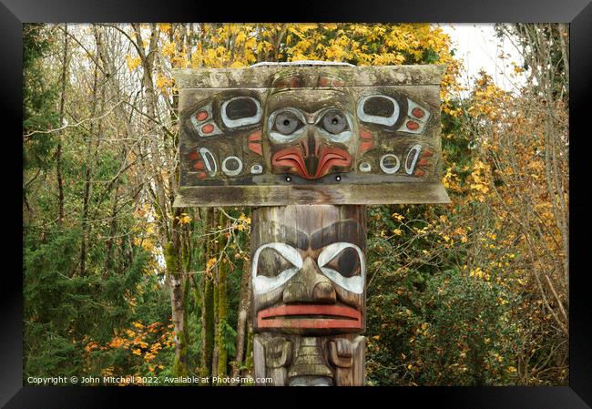 Haida Nation Mortuary Pole Framed Print by John Mitchell