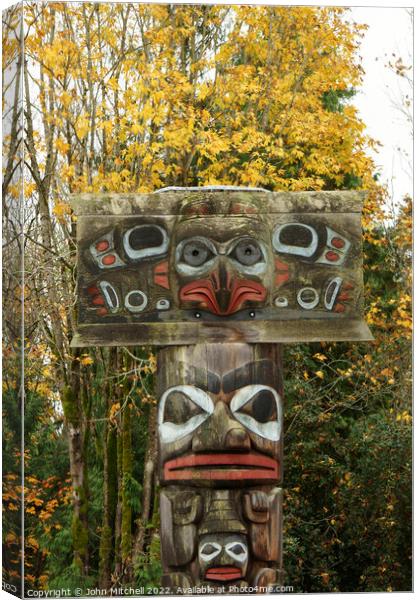 Haida Nation Mortuary Pole Canvas Print by John Mitchell