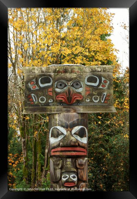 Haida Nation Mortuary Pole Framed Print by John Mitchell