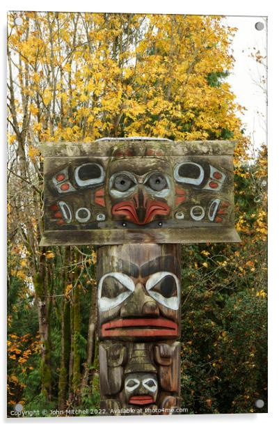 Haida Nation Mortuary Pole Acrylic by John Mitchell