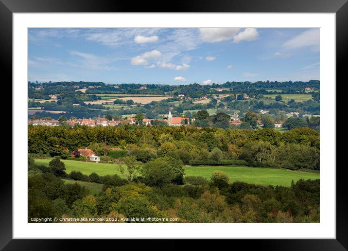 Sussex Landscape, looking towards Burwash Village Framed Mounted Print by Christine Kerioak
