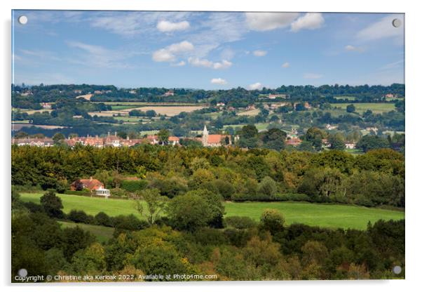 Sussex Landscape, looking towards Burwash Village Acrylic by Christine Kerioak