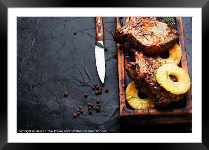 Beef fried with pineapple Framed Mounted Print by Mykola Lunov Mykola