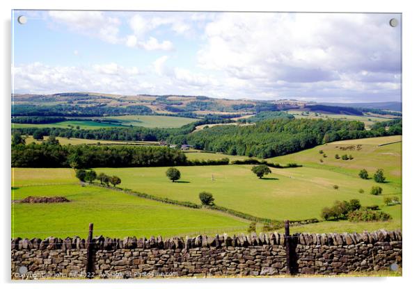 Derbyshire peak district farmland. Acrylic by john hill