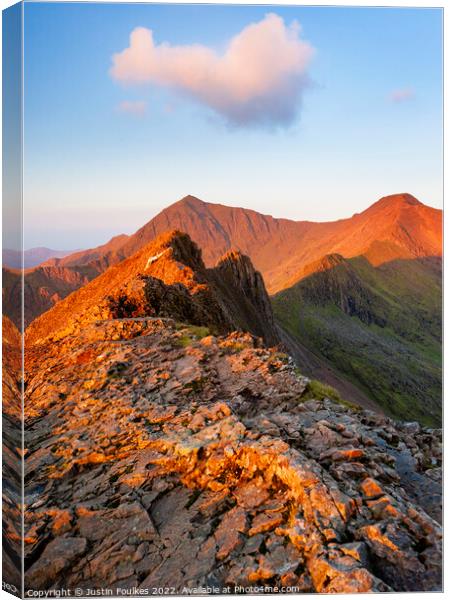 Snowdon from Crib Goch Canvas Print by Justin Foulkes