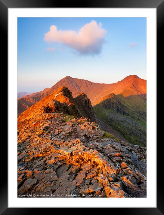 Snowdon from Crib Goch Framed Mounted Print by Justin Foulkes