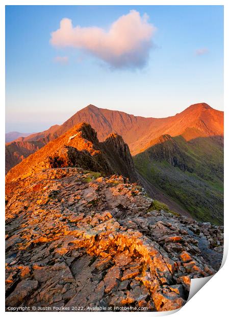 Snowdon from Crib Goch Print by Justin Foulkes