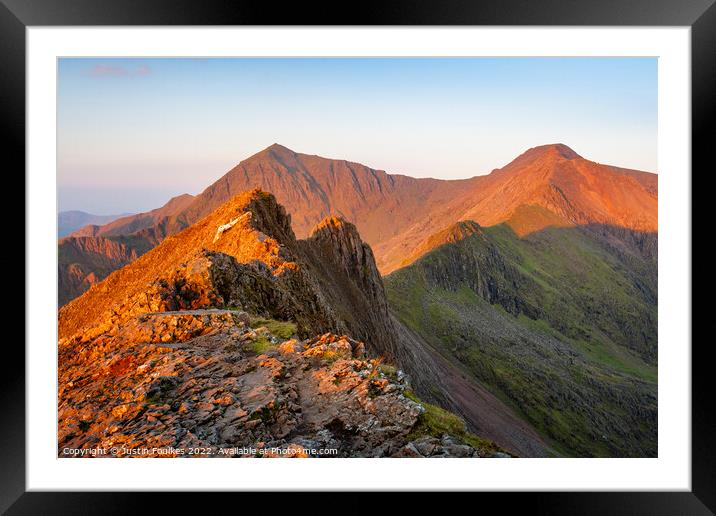 Snowdon at sunrise Framed Mounted Print by Justin Foulkes
