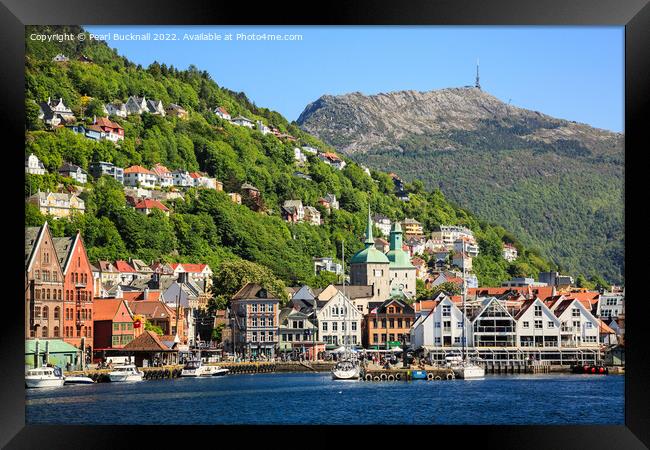 Approaching Bergen Old Town Norway Framed Print by Pearl Bucknall
