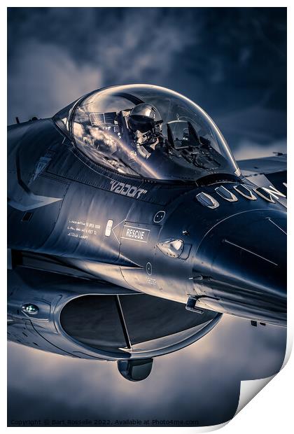 Closeup on the F16 fighterjet Print by Bart Rosselle