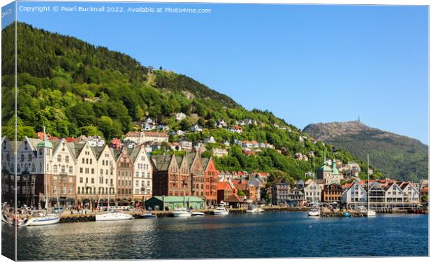 Bergen Old Town Harbour Norway Canvas Print by Pearl Bucknall