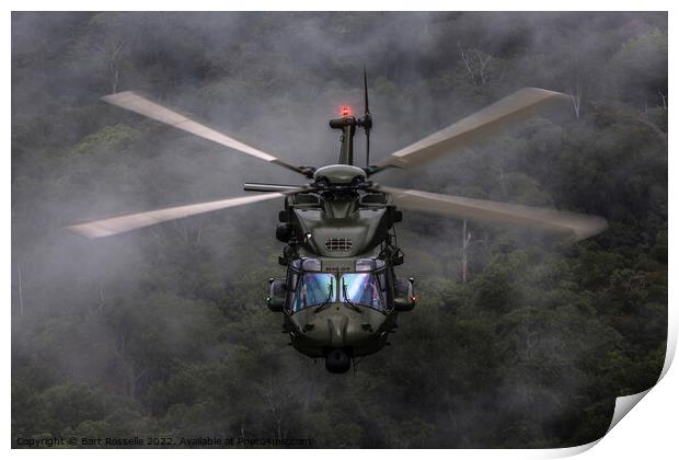 Helicopter low level above the jungle  Print by Bart Rosselle