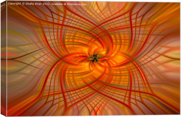 Red & Orange Symmetrical Twirl Digital Abstract Art Canvas Print by Shafiq Khan