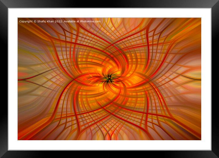 Red & Orange Symmetrical Twirl Digital Abstract Art Framed Mounted Print by Shafiq Khan