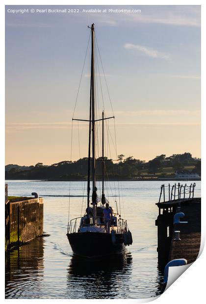 Sailing into Y Felinheli  or Port Dinorwic Print by Pearl Bucknall