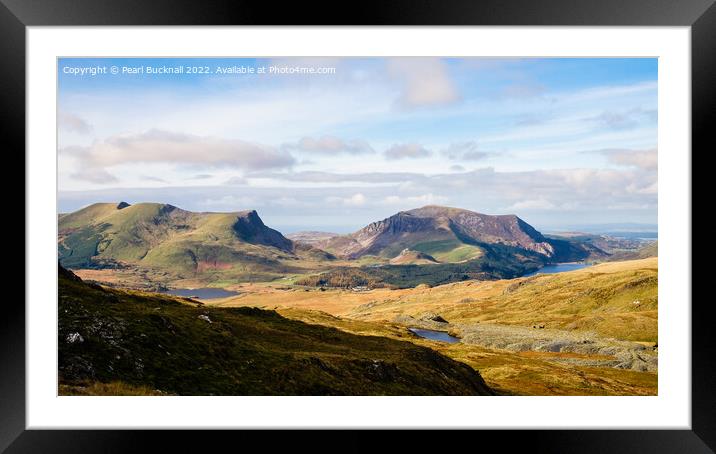 Panoramic View from Yr Aran to Nantlle Ridge Snowd Framed Mounted Print by Pearl Bucknall