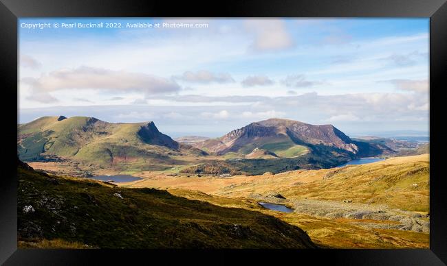Panoramic View from Yr Aran to Nantlle Ridge Snowd Framed Print by Pearl Bucknall