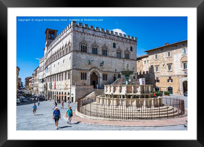 Palazzo dei Priori and fountain in Perugia, Umbria Framed Mounted Print by Angus McComiskey