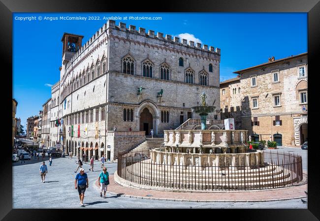 Palazzo dei Priori and fountain in Perugia, Umbria Framed Print by Angus McComiskey