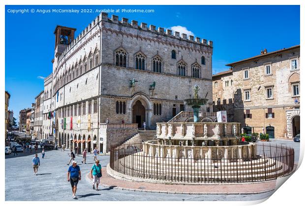 Palazzo dei Priori and fountain in Perugia, Umbria Print by Angus McComiskey