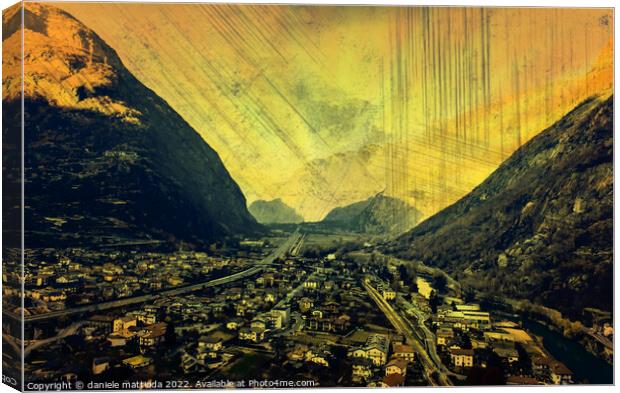 EFFECT GRUNGE on panoramic view of the Valle d'Aosta region, Italy Canvas Print by daniele mattioda