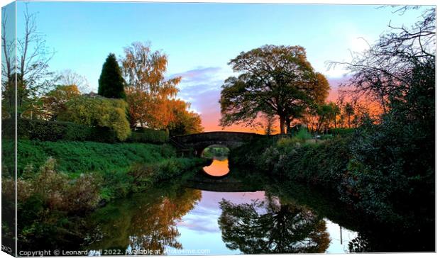 Beautiful bridge on the Shropshire union canal Canvas Print by Leonard Hall