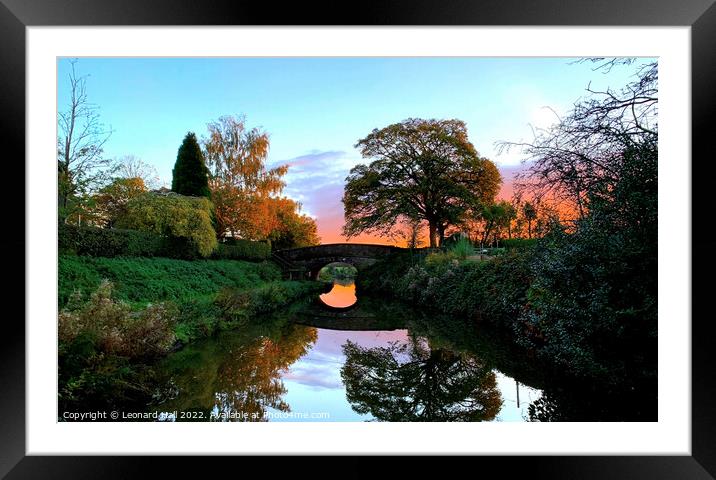 Beautiful bridge on the Shropshire union canal Framed Mounted Print by Leonard Hall
