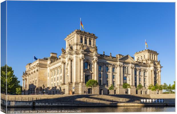 The Reichstag over the River Spree Canvas Print by Jim Monk