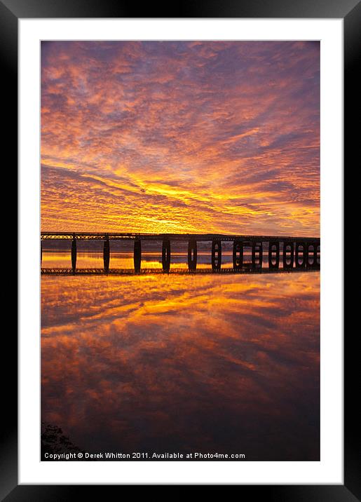 Tay Rail Bridge Dundee Sunrise. Framed Mounted Print by Derek Whitton