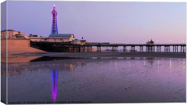 Blackpool Tower, Illuminated Reflections Canvas Print by Michele Davis
