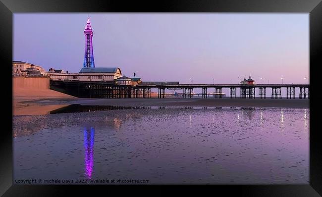 Blackpool Tower, Illuminated Reflections Framed Print by Michele Davis