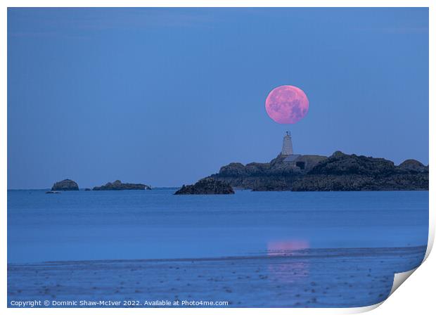 Moonset and Lighthouse Print by Dominic Shaw-McIver