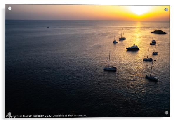 Beautiful and warm sunset in the Mediterranean Sea from the coas Acrylic by Joaquin Corbalan